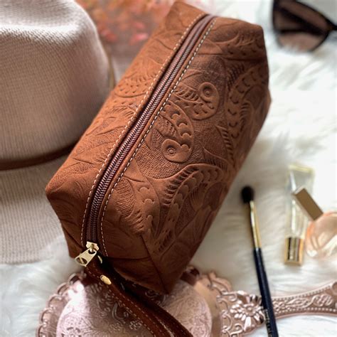 personalized makeup bags leather